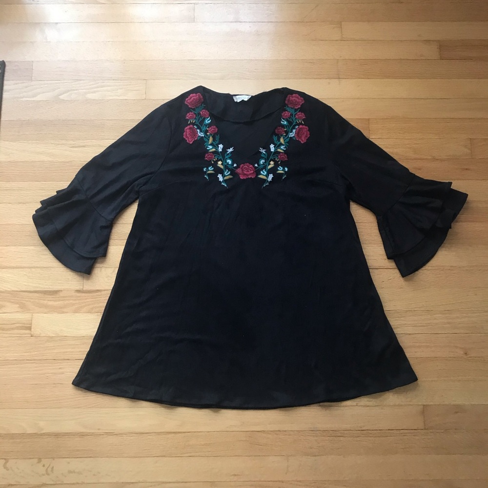 Black embroidered dress
